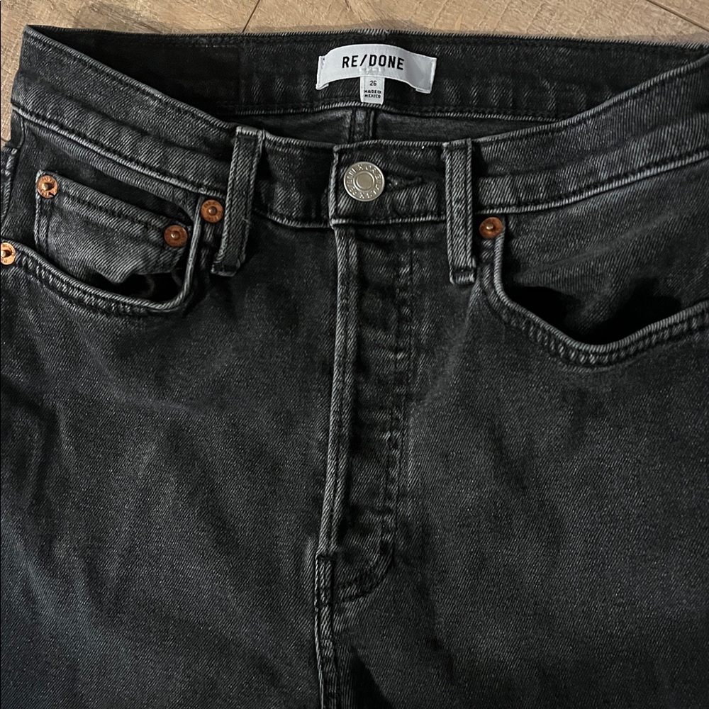 Re/Done Charcoal Denim Jeans 26 - Picture 4 of 6